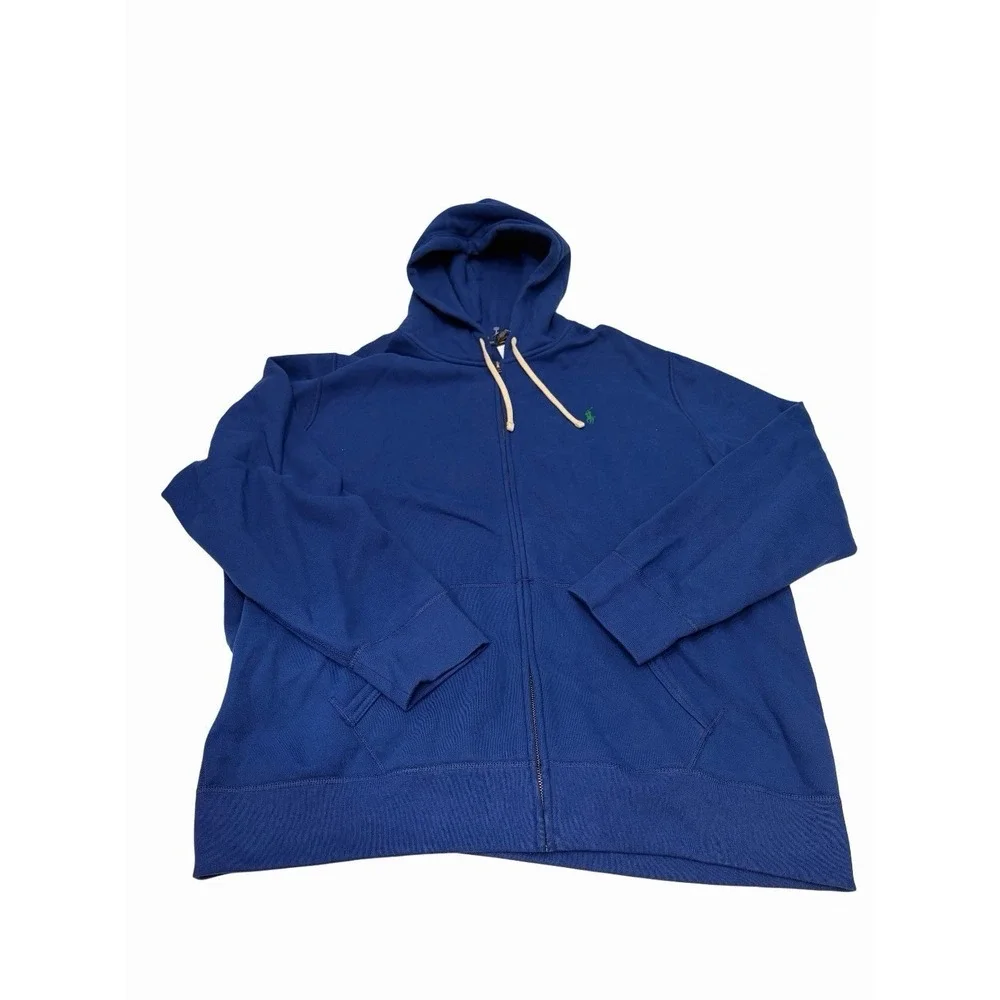 Polo Ralph Lauren Men's Royal Blue Solid Fleece Lined Full Zip Hoodie XXL